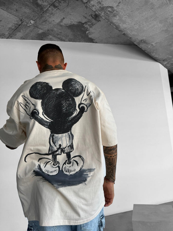 Oversize Mus-T-shirt - Beige