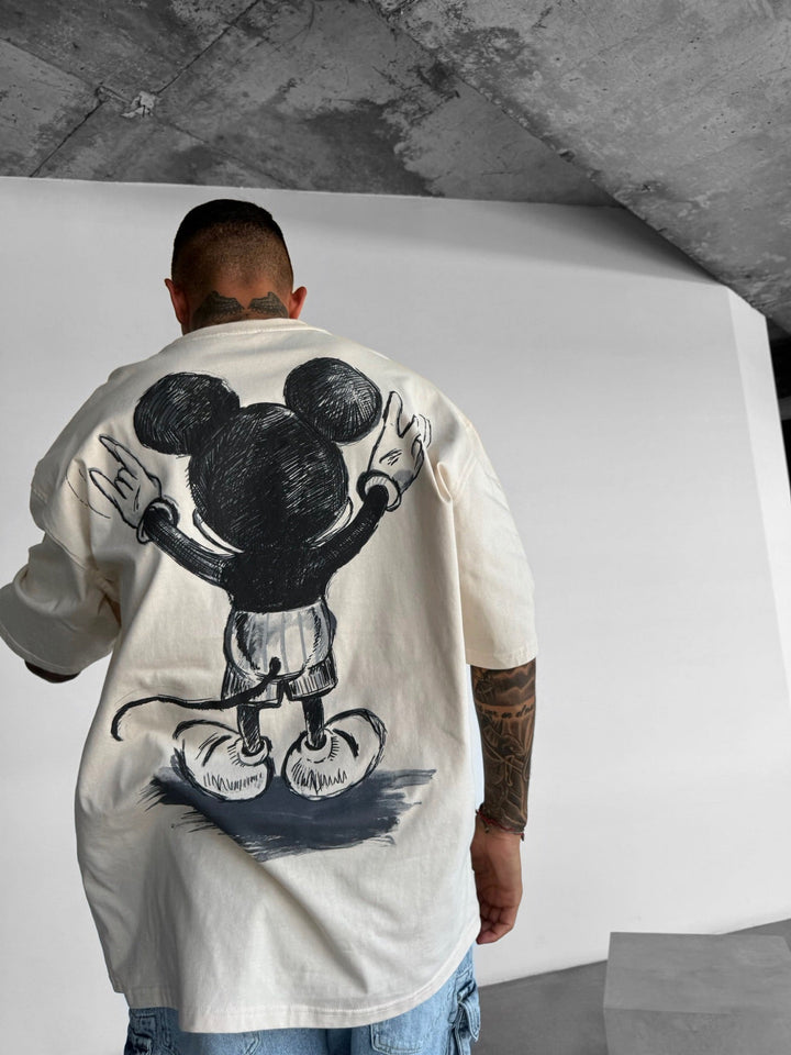 Oversize Mus-T-shirt - Beige