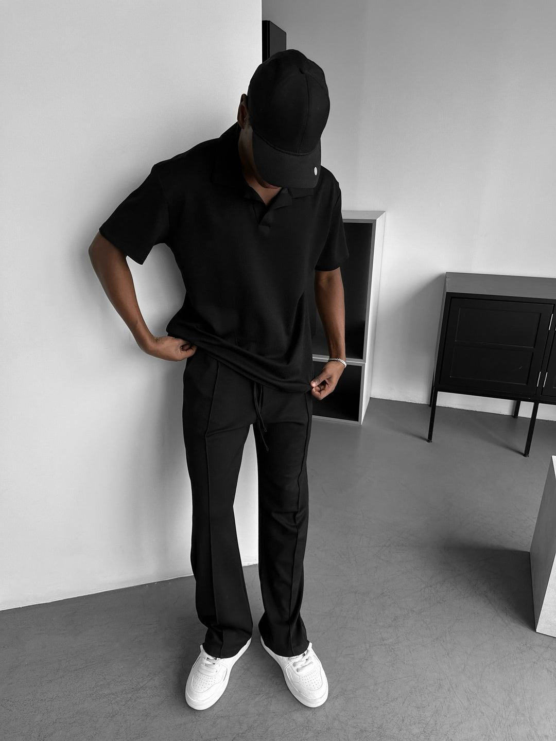 Lösa Basic Plisserade Byxor - Svart