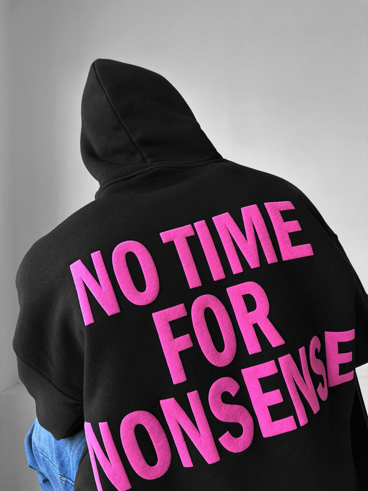 Oversize No Time for Nonsense Hoodie - Svart