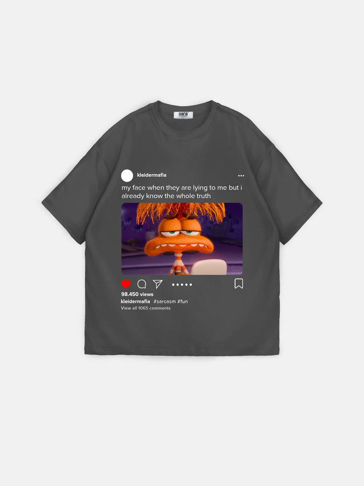 Oversize Sarkasm Post T-Shirt - Antracit