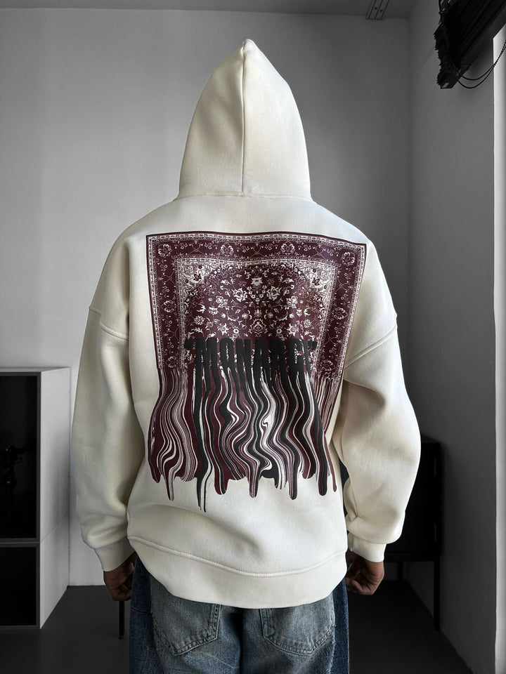 Oversize Monarch Hoodie - Beige och Bordeaux