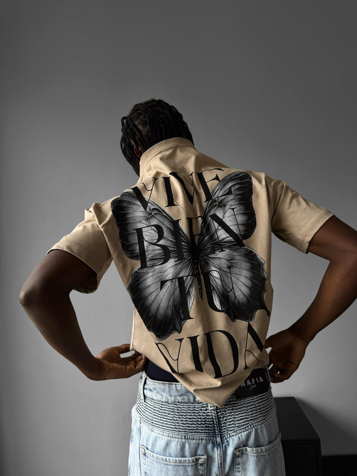 Oversize "Vive Bien Tu Vida" T-shirt - Beige