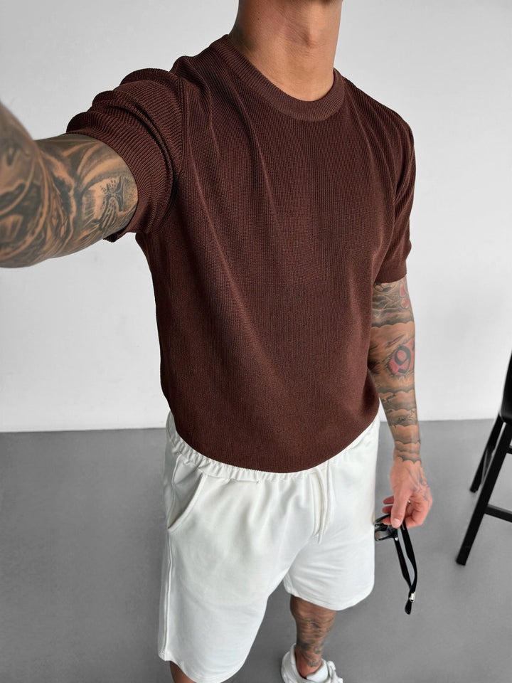 Basic Knit T-shirt - Brun