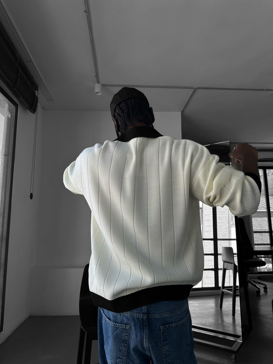 Överdimensionerad Broderad Polo Sweater - Ecru