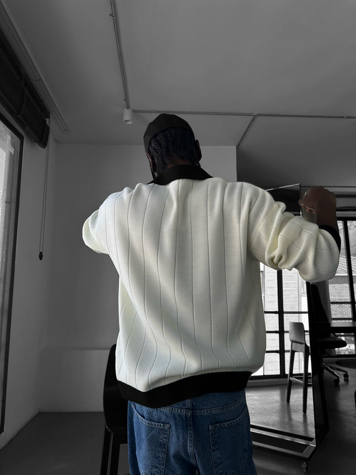 Överdimensionerad Broderad Polo Sweater - Ecru