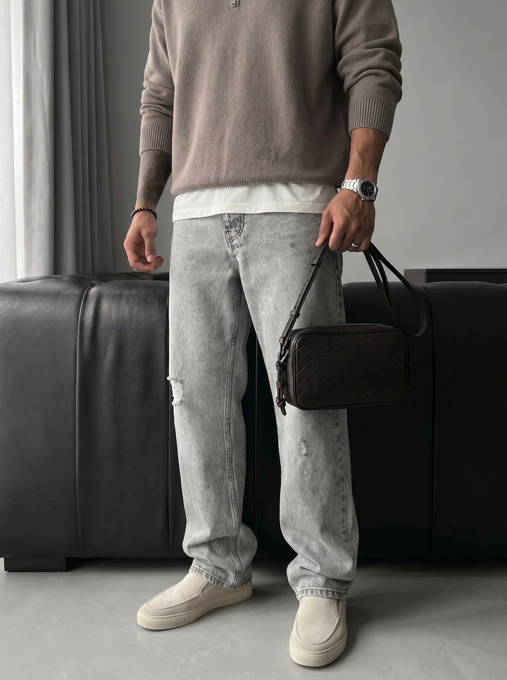 Baggy Torn Jeans - Grå