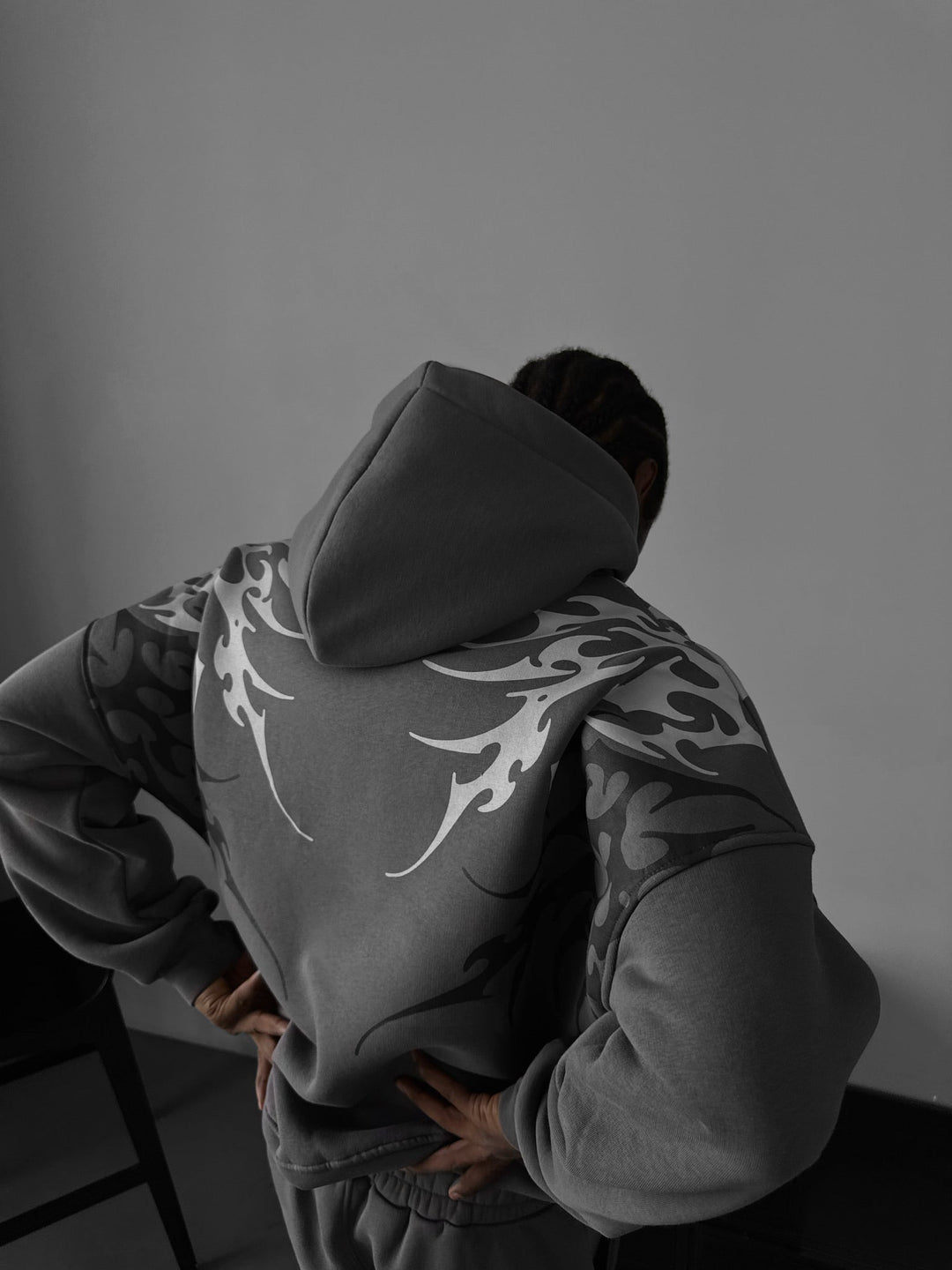 Oversize Tribal Hoodie - Antracit