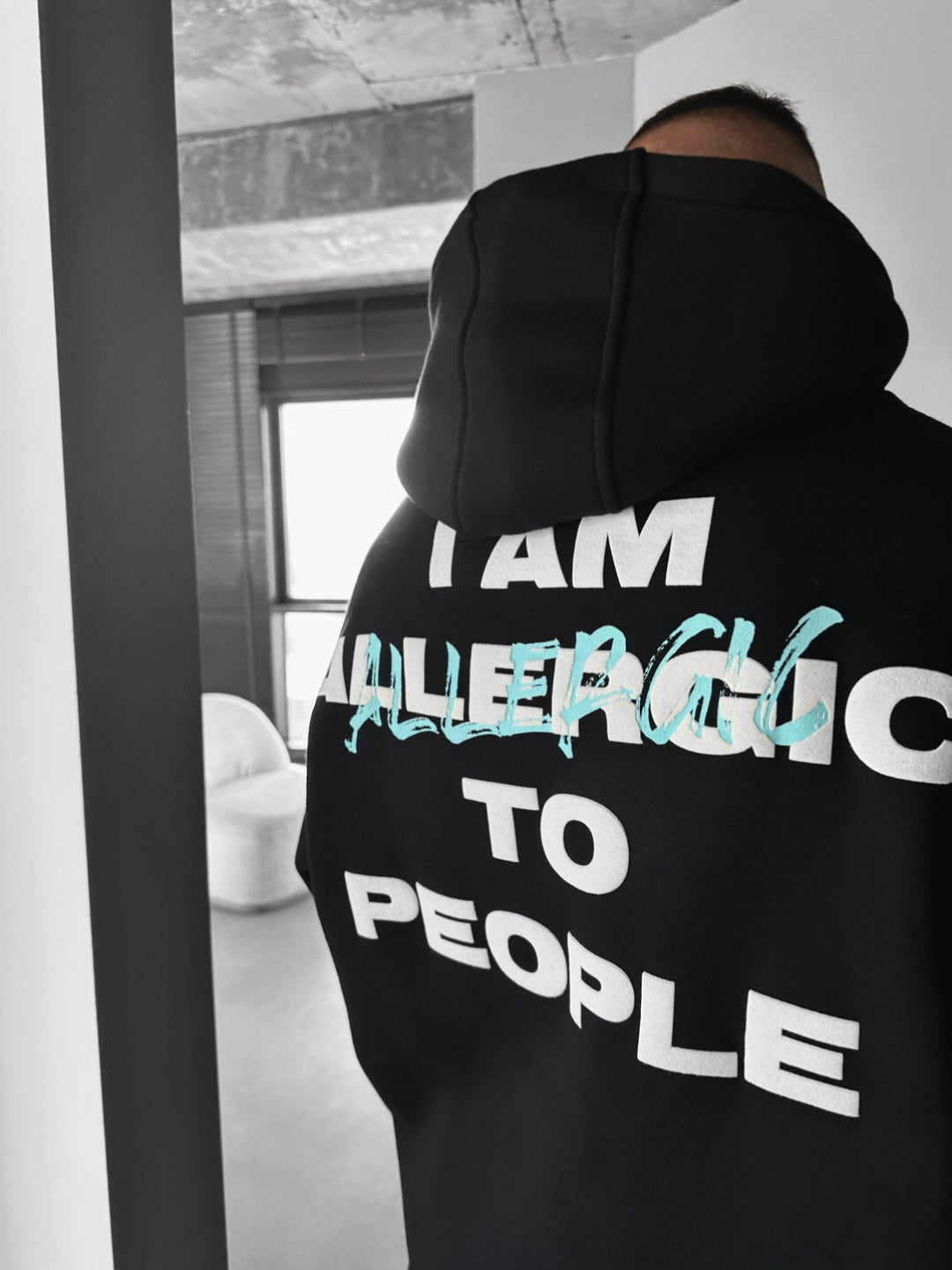Oversize Allergisk Hoodie - Svart