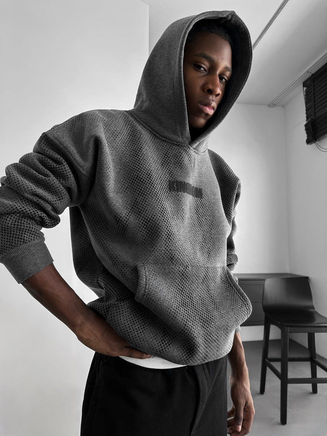 Oversize Kingdom Hoodie - Antracit Melange och Svart