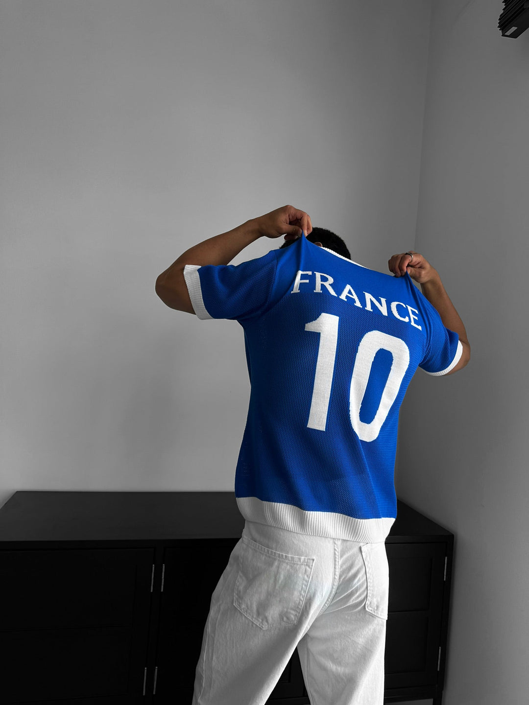 Oversize Frankrike Stickad T-shirt - Sax