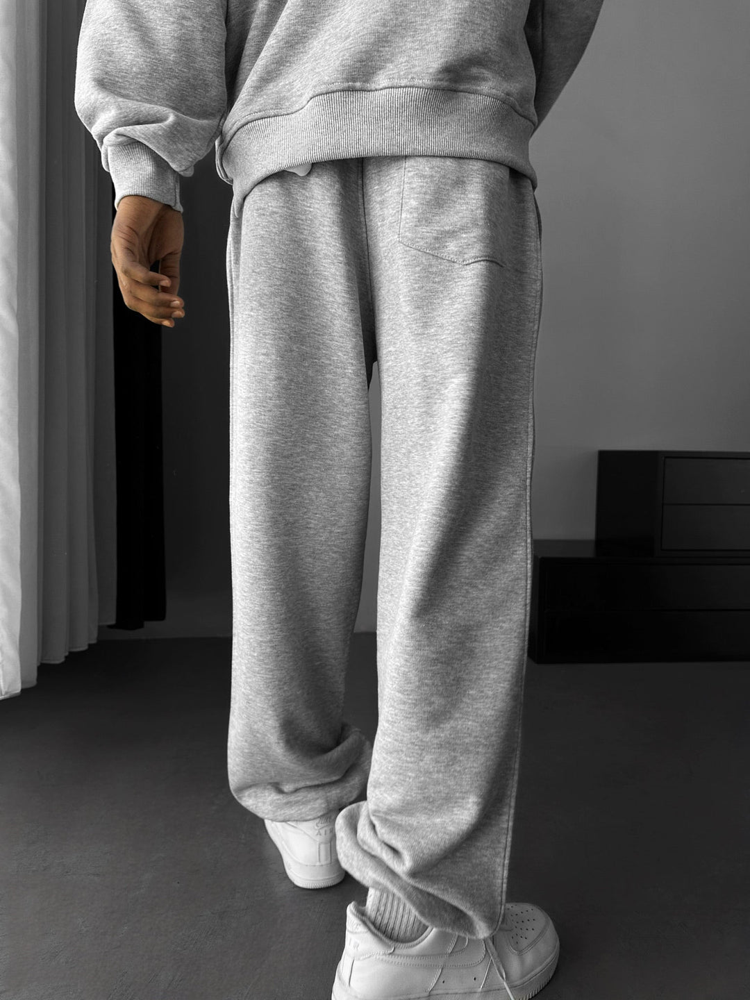Lös Passform Basic Jogger - Grå Melange