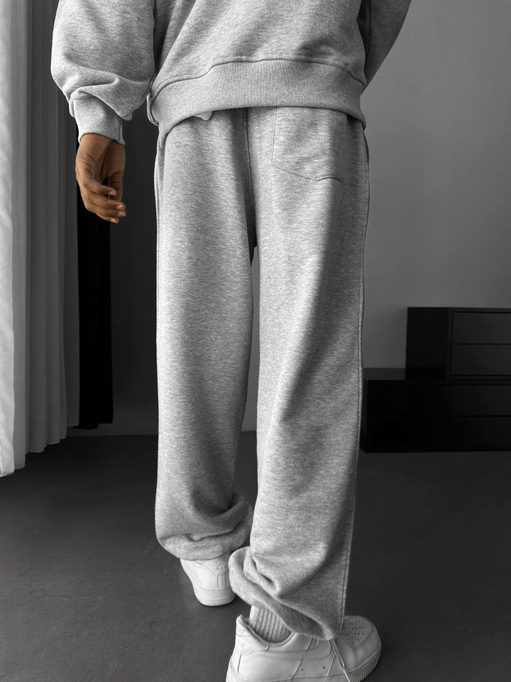 Lös Passform Basic Jogger - Grå Melange