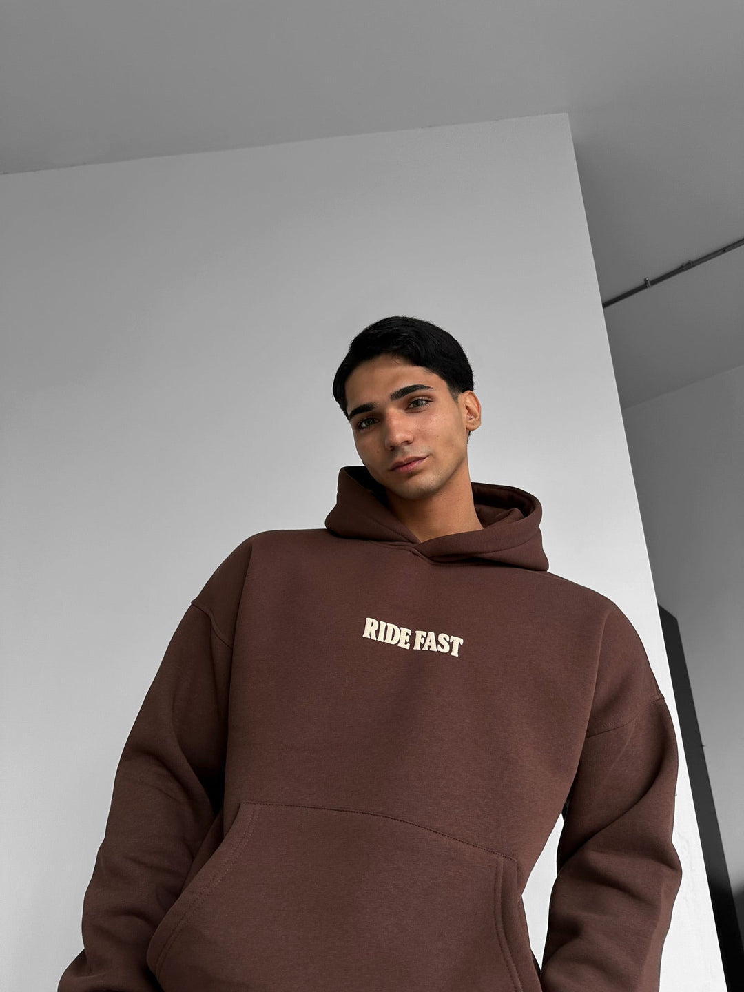 Oversize Ride Fast Hoodie - Brun