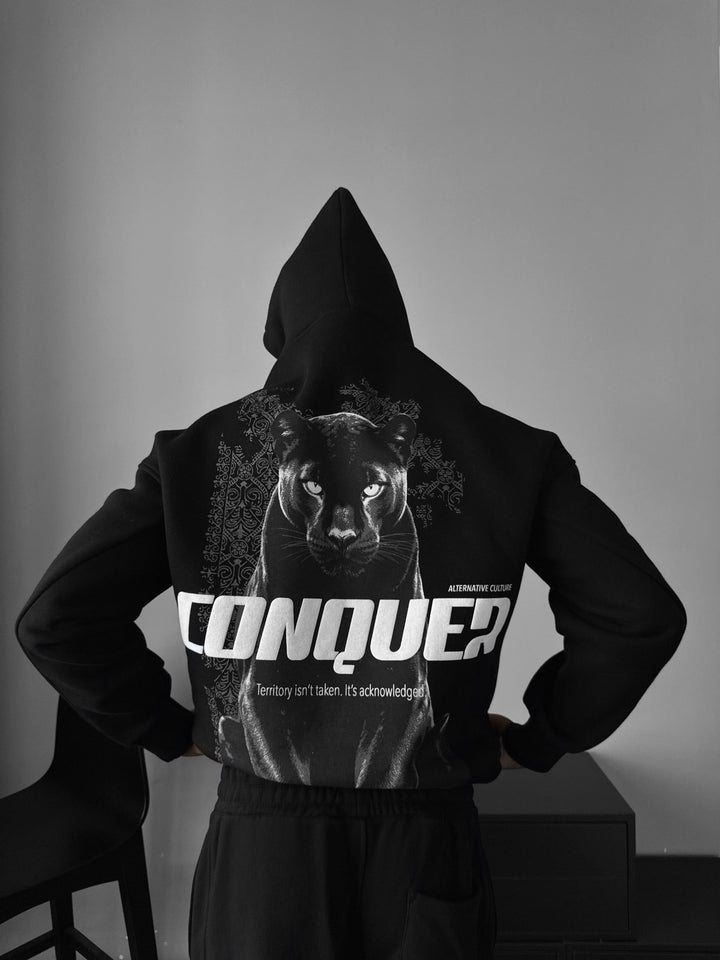 Oversize Conquer Hoodie - Svart