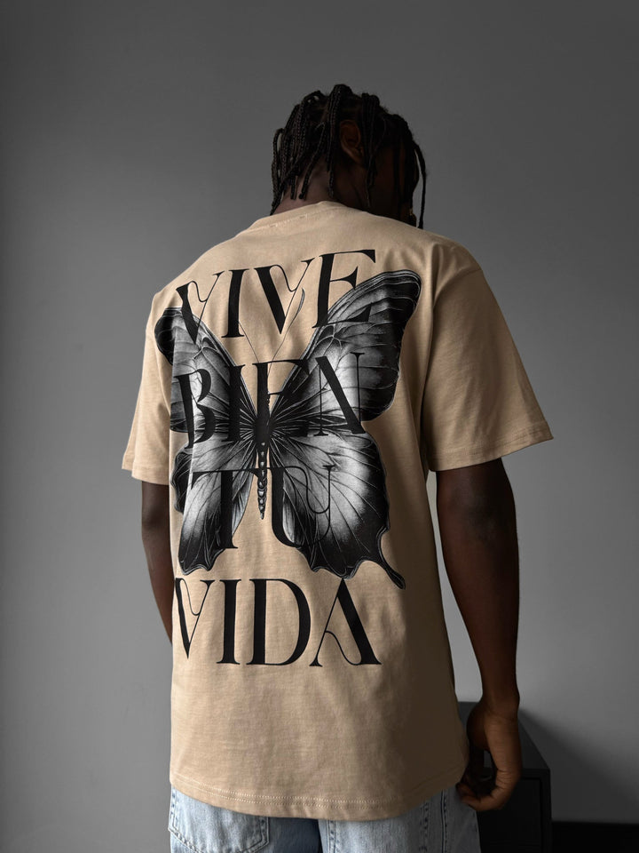 Oversize "Vive Bien Tu Vida" T-shirt - Beige