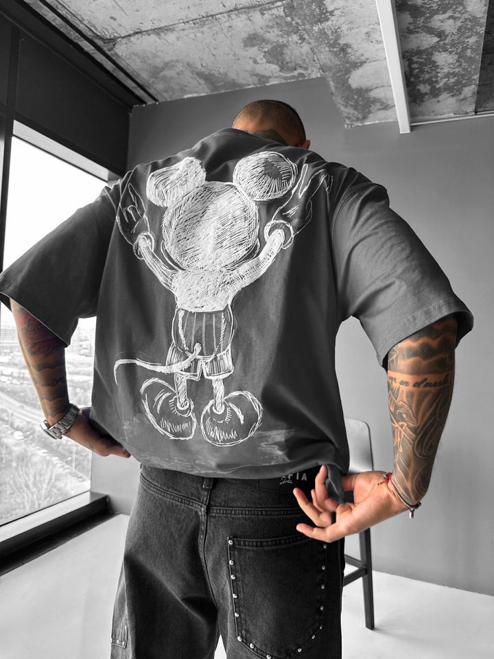 Oversize Mus T-shirt - Antracit