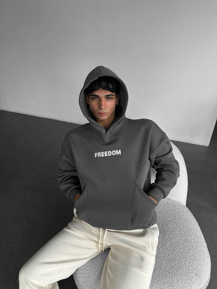 Oversize Stitches Hoodie - Antracit