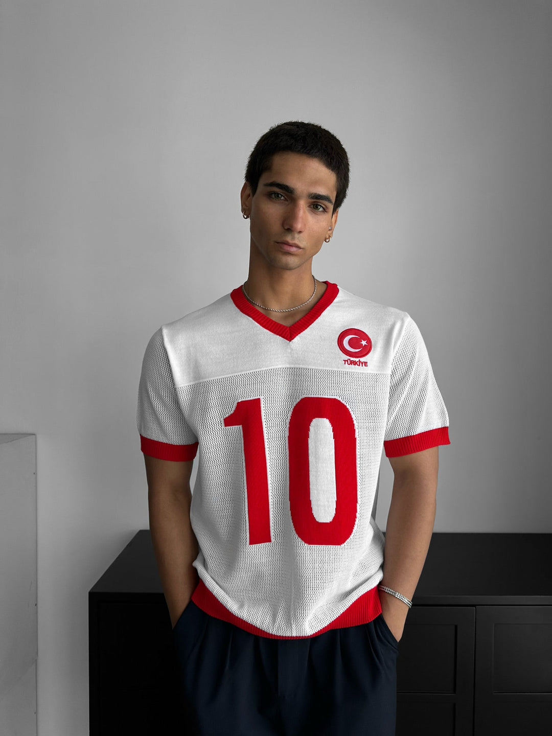 Oversize Türkiye Stickad T-shirt - Vit