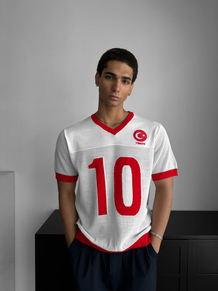 Oversize Türkiye Stickad T-shirt - Vit