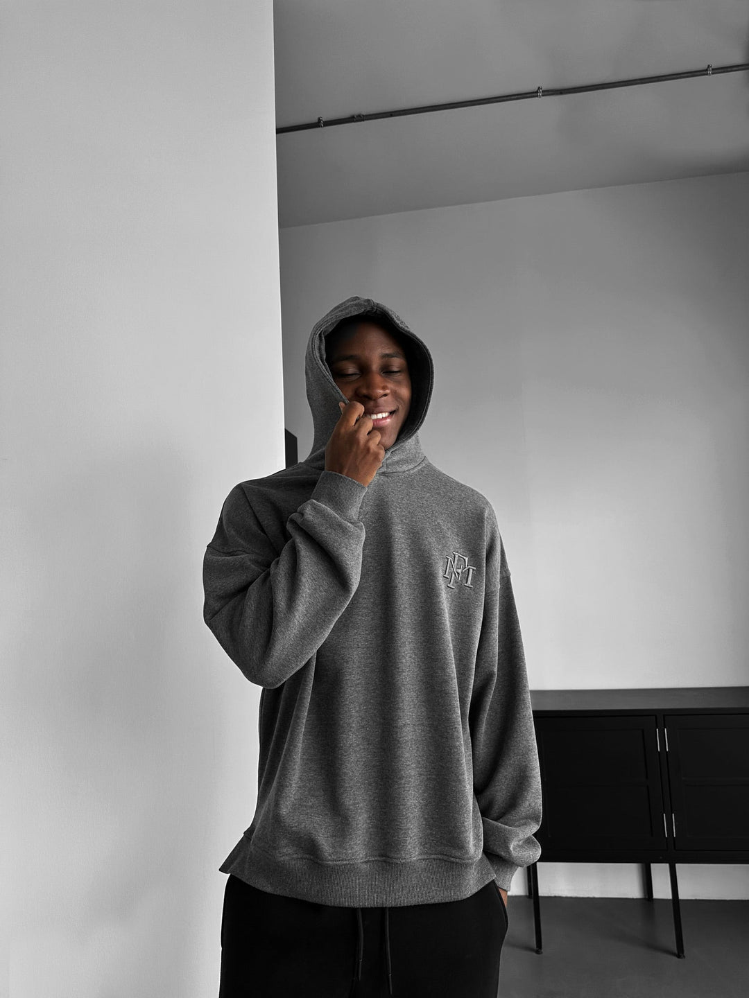 Loose Fit ‘MF’ Hoodie - Antracit Melange