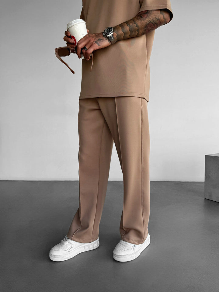Lösa passform Dykarduk Byxor - Beige