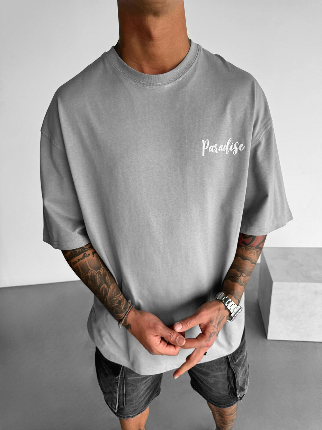 Oversize Papegoja Paradis T-shirt - Grå