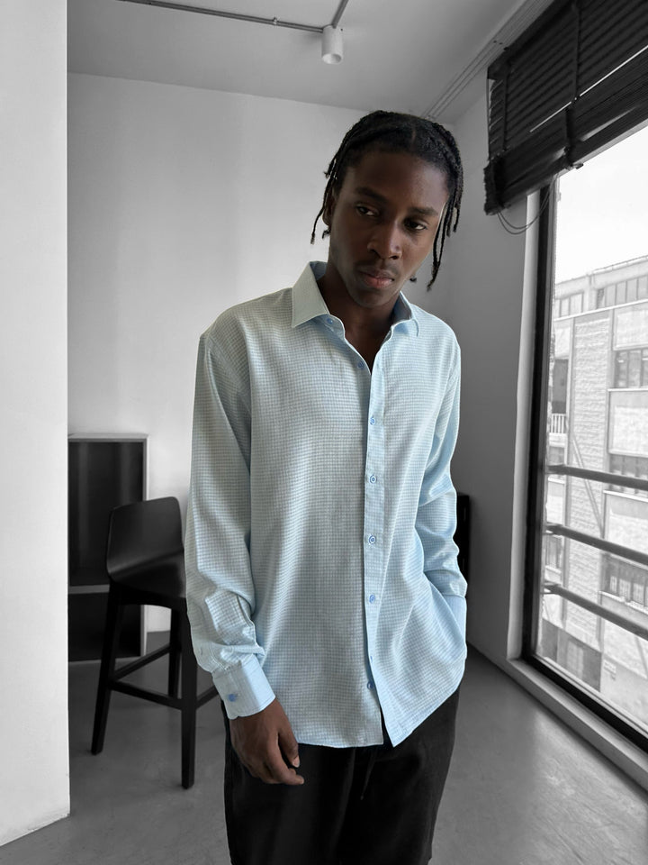 Regular Fit Textured Shirt - Blå
