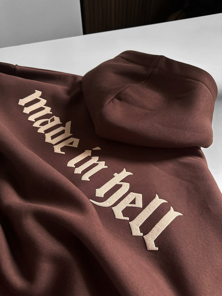 Oversize Made in Hell Hoodie - Brun