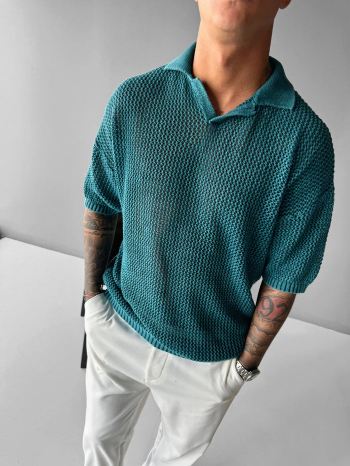 Regular Fit Knit Grid T-shirt - Djup Lagun
