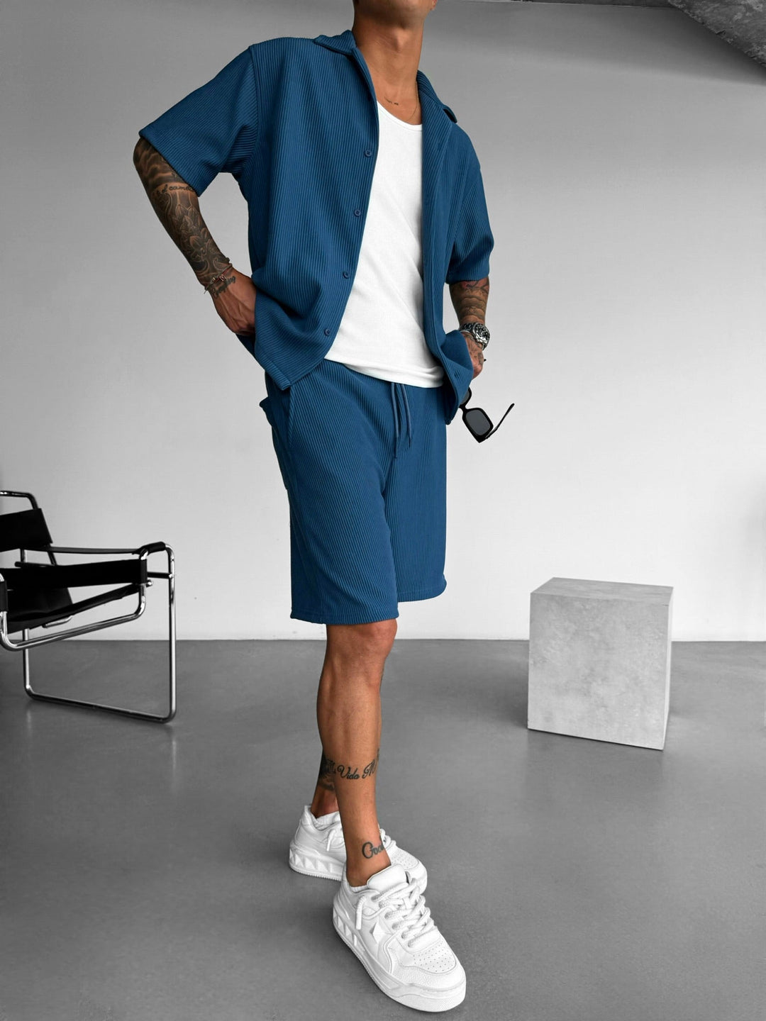 Oversize Cord Skjorta - Indigo