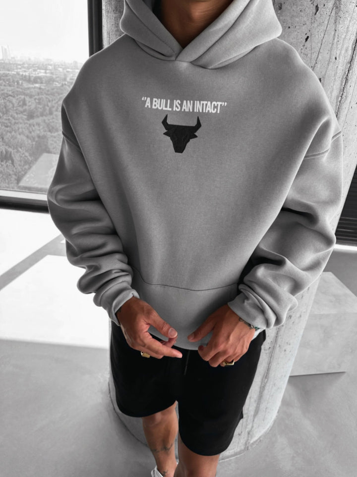 Överdimensionerad Bull Hoodie - Svampgrå