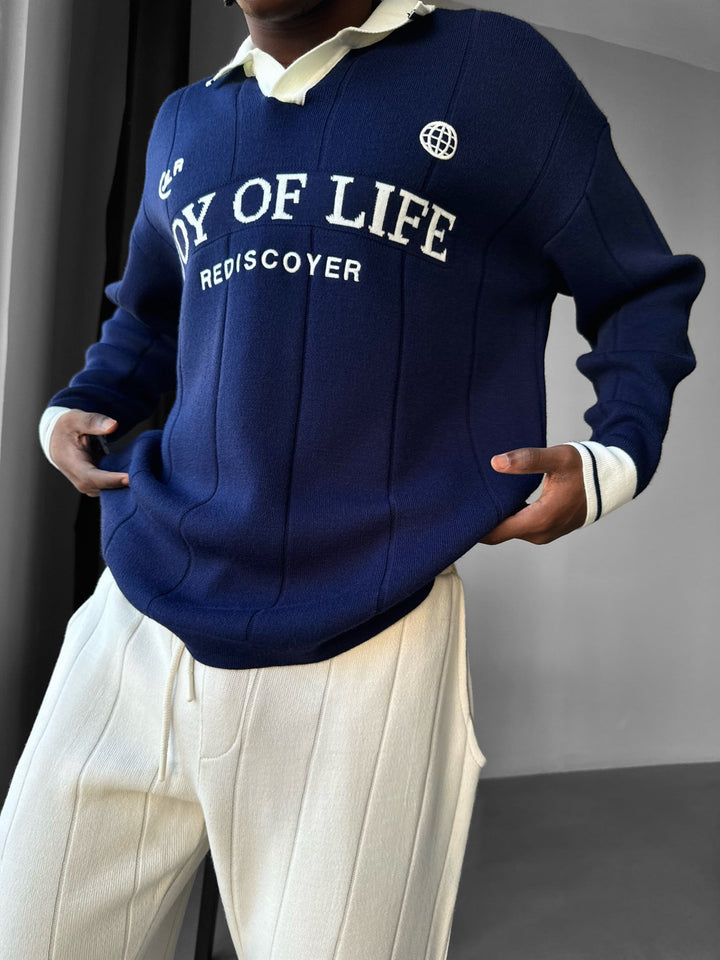 Lös Passform JLR Polo Sweater - Mörkblå