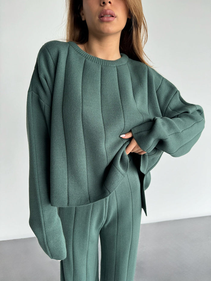 Knit Textured Sweater - Petrol