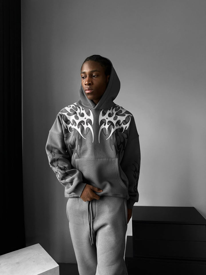 Oversize Tribal Hoodie - Antracit