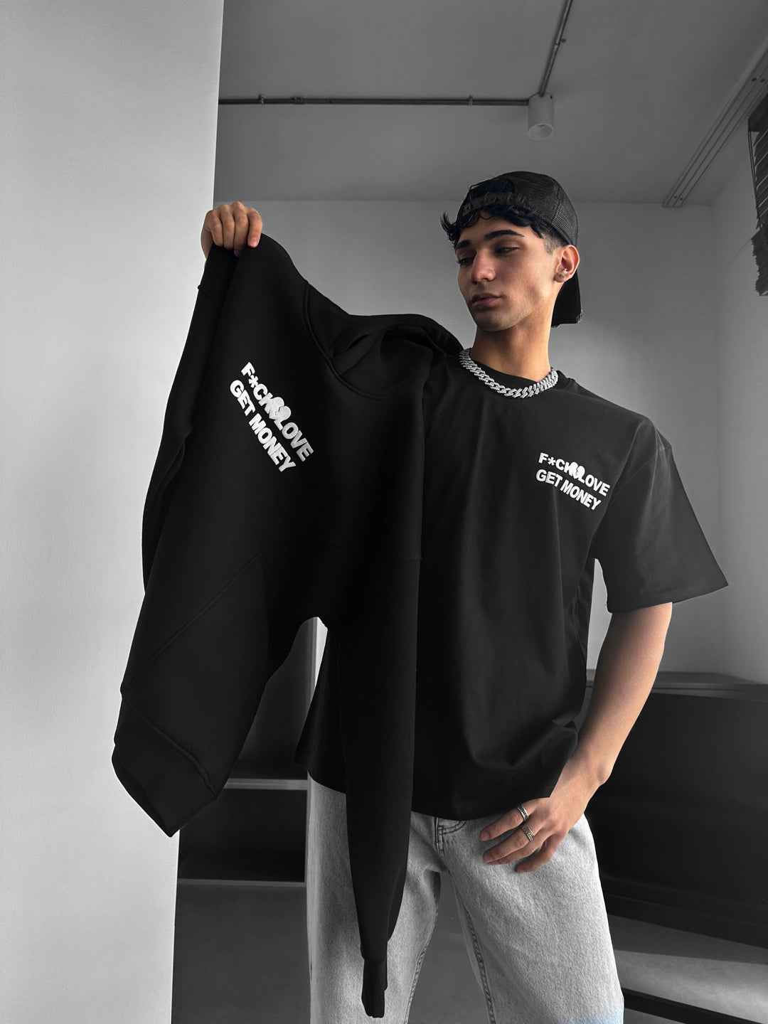 Oversize Get Money T-shirt - Svart