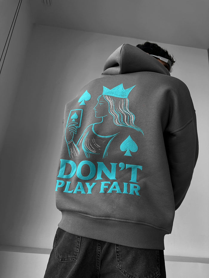 Oversize Don't Play Fair Hoodie - Antracit