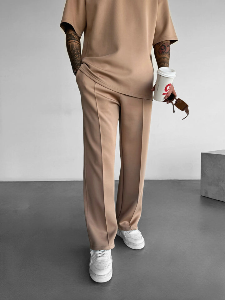 Lösa passform Dykarduk Byxor - Beige