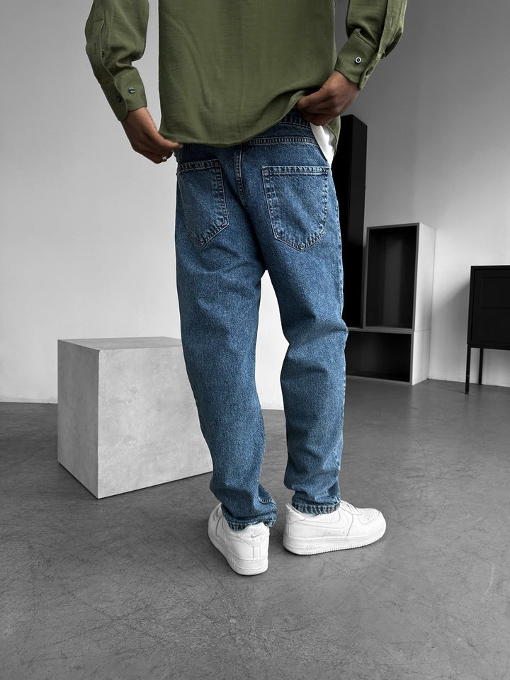 Boyfriend Fit Jeans - Blå