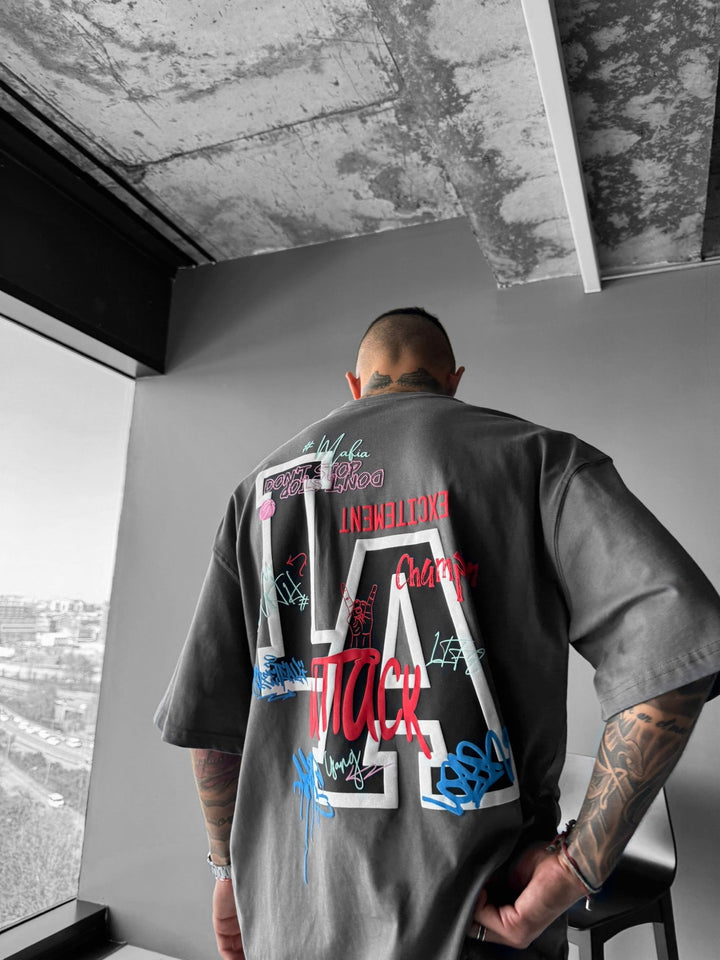 Oversize L.A T-shirt - Antracit