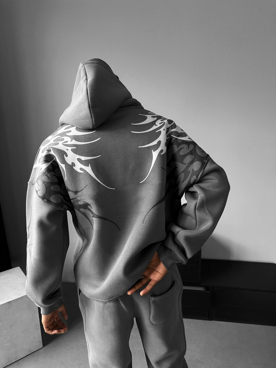 Oversize Tribal Hoodie - Antracit