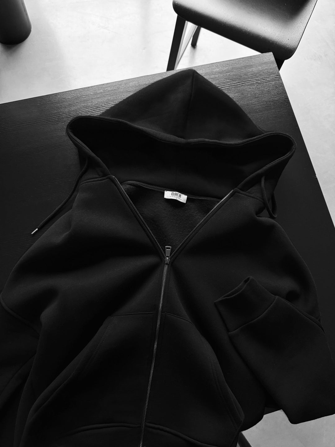 Oversize Basic Zip-Hoodie - Svart