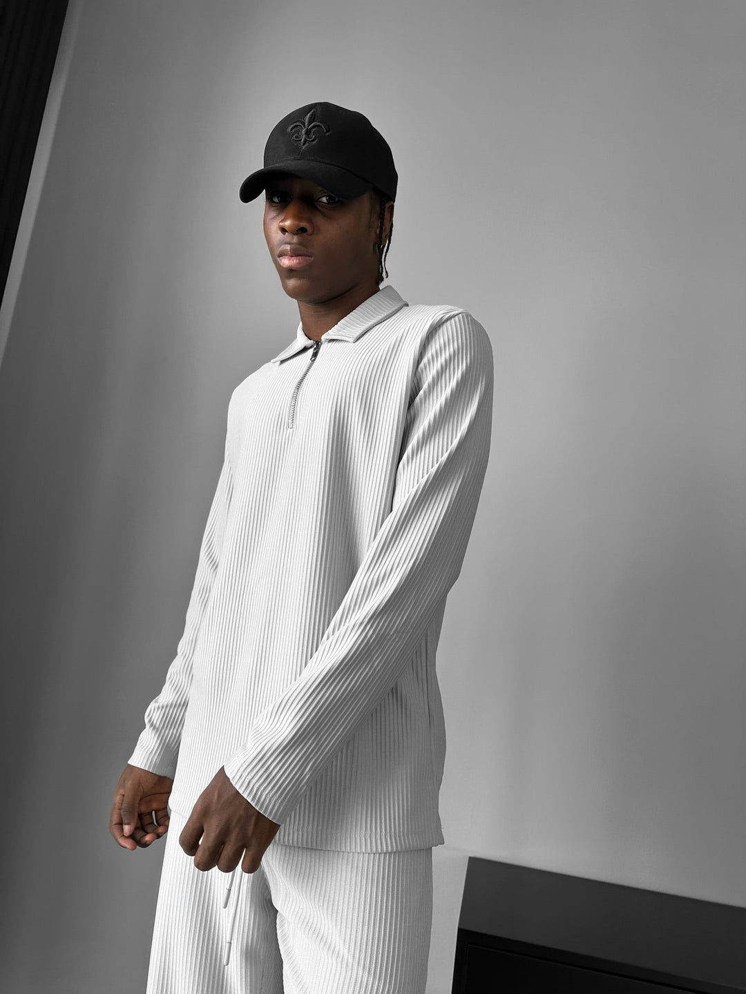 Lös Passform Dragkedja Polo Sweatshirt - Grå