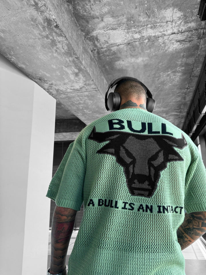 Oversize Bull Stickad T-Shirt - Grön