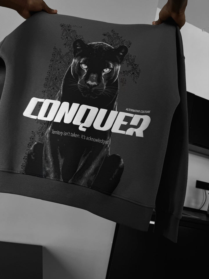 Oversize Conquer Hoodie - Antracit