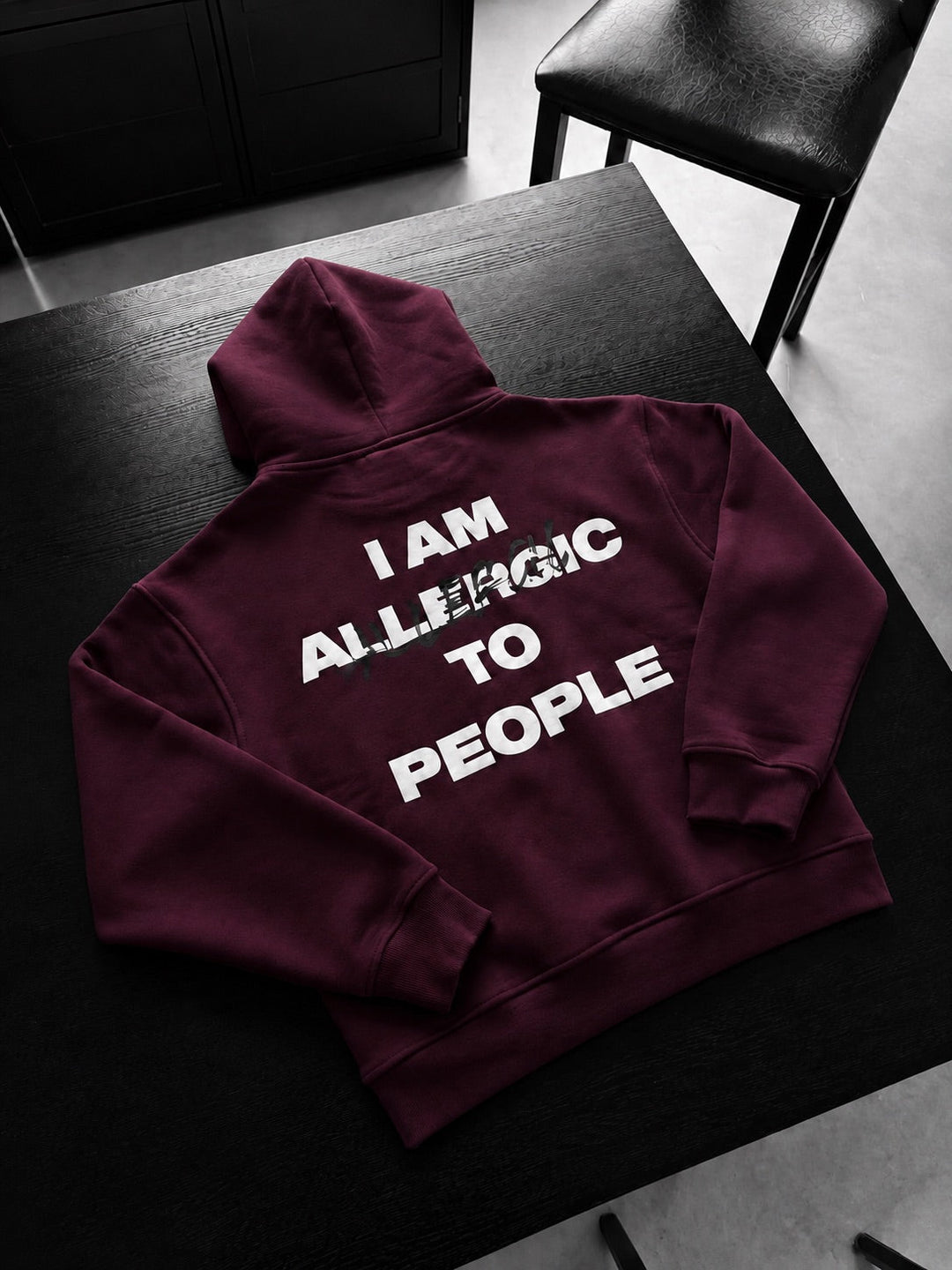 Oversize Allergisk Hoodie - Bordeaux