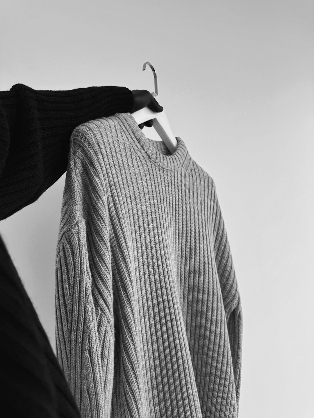 Lös Passform Randig Struktur Pullover - Grå