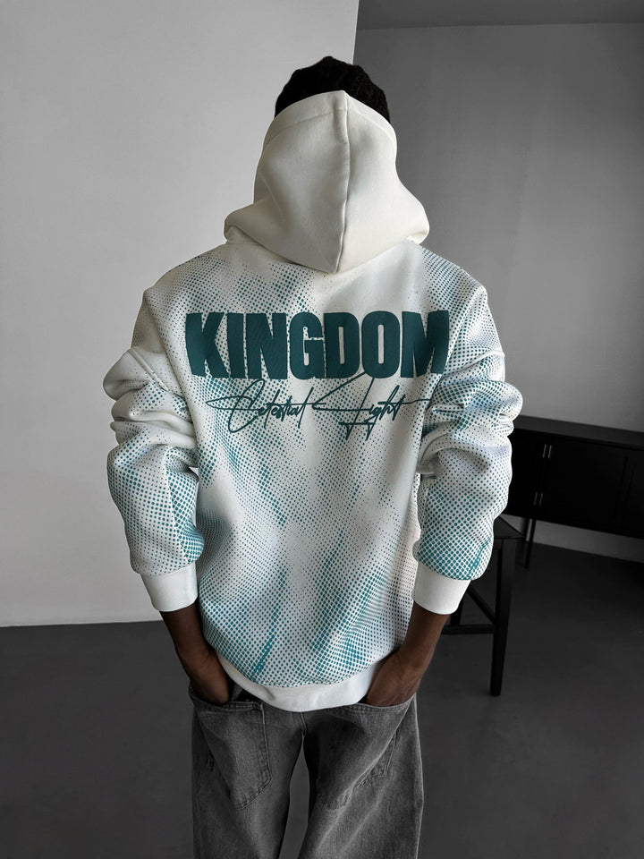 Oversize Kingdom Hoodie - Ecru och Turkos