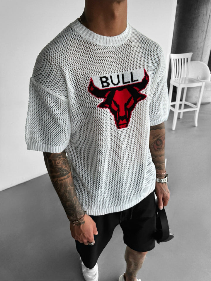 Oversize Bull Knit T-Shirt - Vit