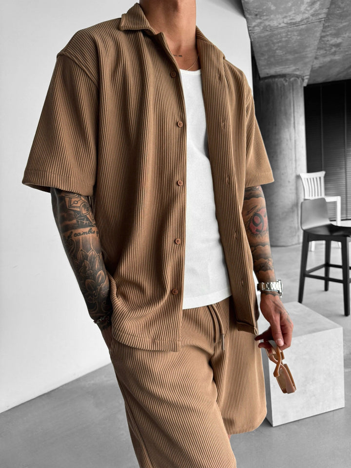 Oversize Cord Skjorta - Brun